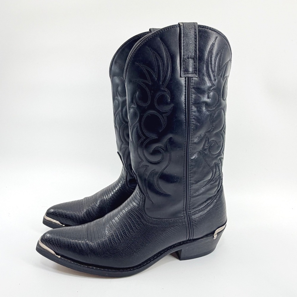 Laredo Mens 11D 68385 London Black Lizard Embossed Leather Western Cowboy Boots